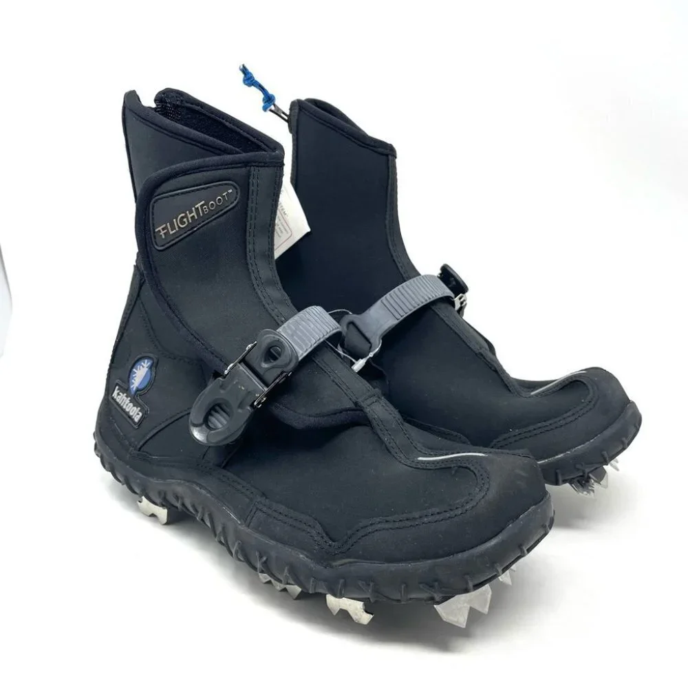 NEW Kahtoola Black Neoprene & Steel Cleat FLIGHT Boots Size XXS (Women's 5-6.5)